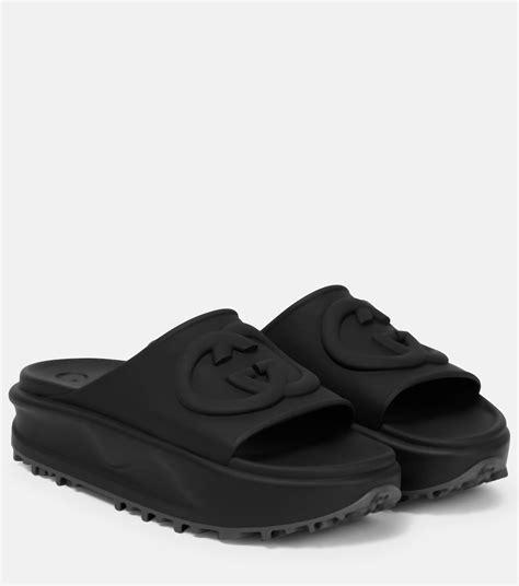 gucci rubber gg slide|Gucci rubber platform mules.